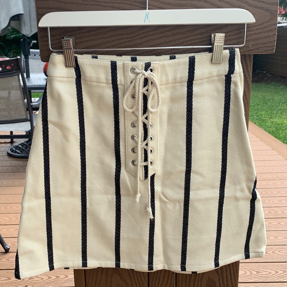 White and Black Striped Skirt
